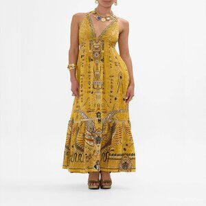 Camilla Women's Yellow Tiered Dress With Hardware Valley Of The Kings